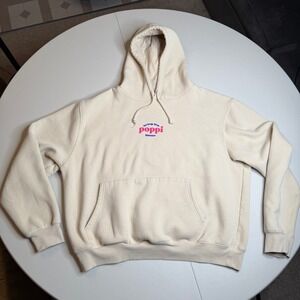Poppi Prebiotic Soda Promo Hoodie Cream XXL Wanna Get Juicy Graphic Sweatshirt